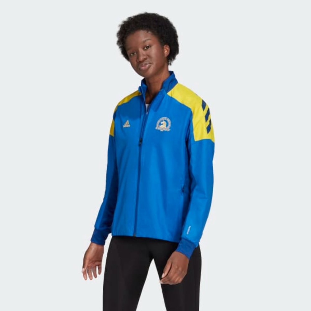Adidas Women's Boston Marathon 2021 Blue Jacket Celebration CQ8332 FREE Shipping